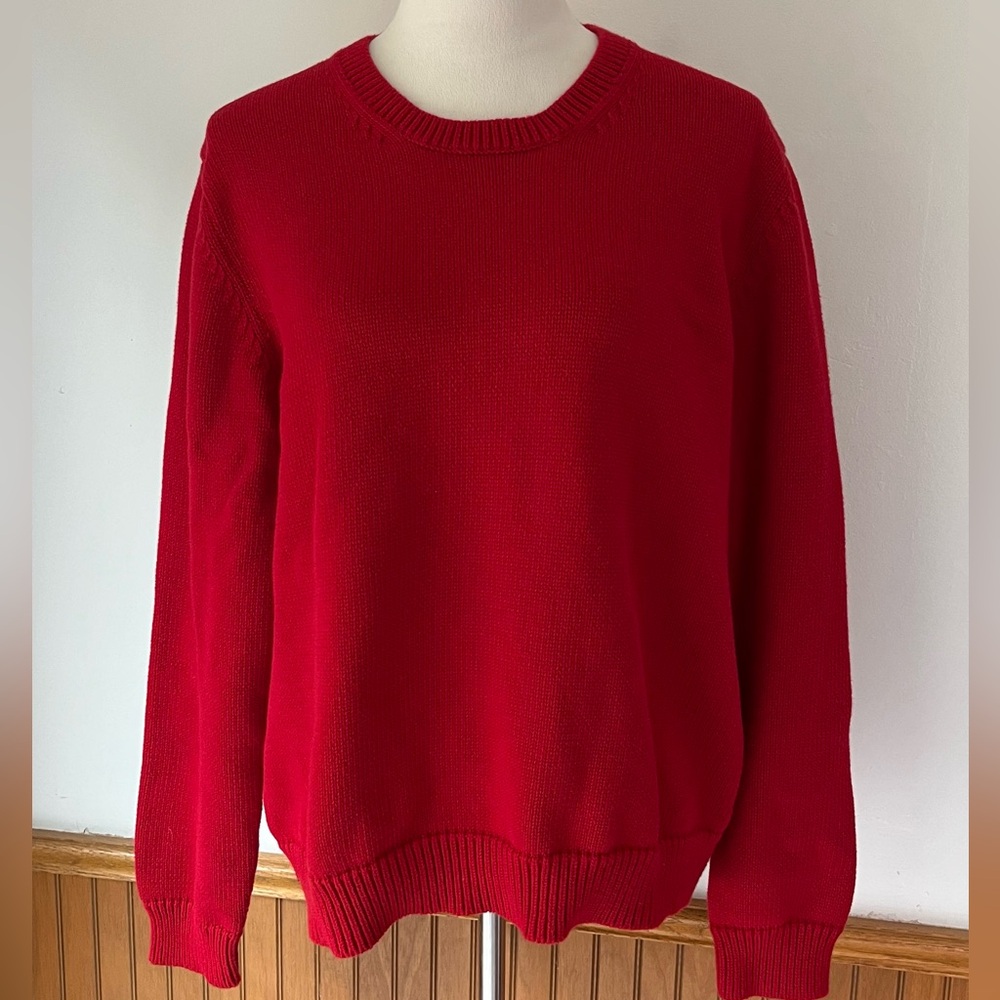 St. John’s Bay sweater red crewneck knit XL tall men’s bright Christmas cotton